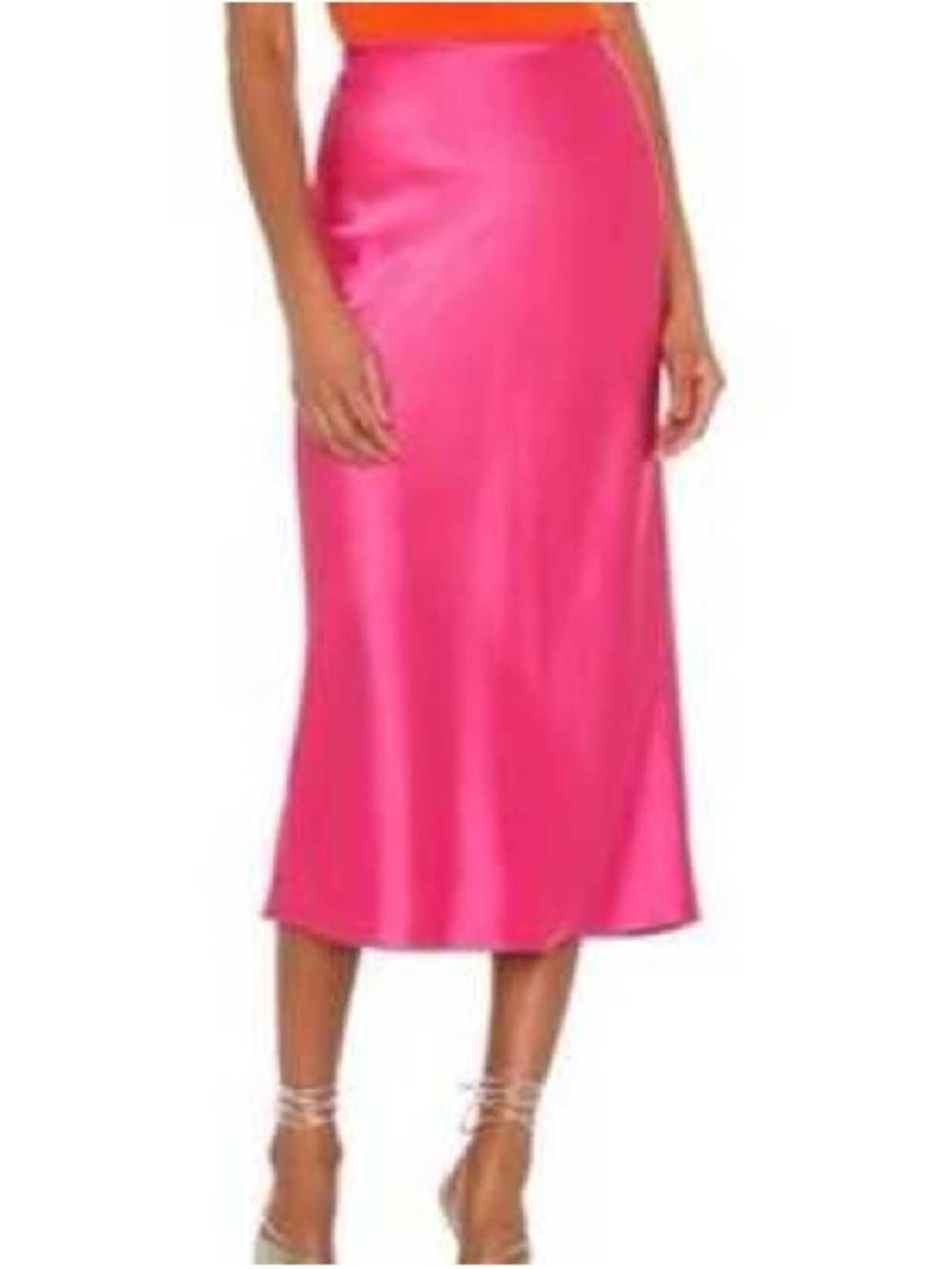 J Crew Women's Hot Pink Satin Midi Skirt, Small